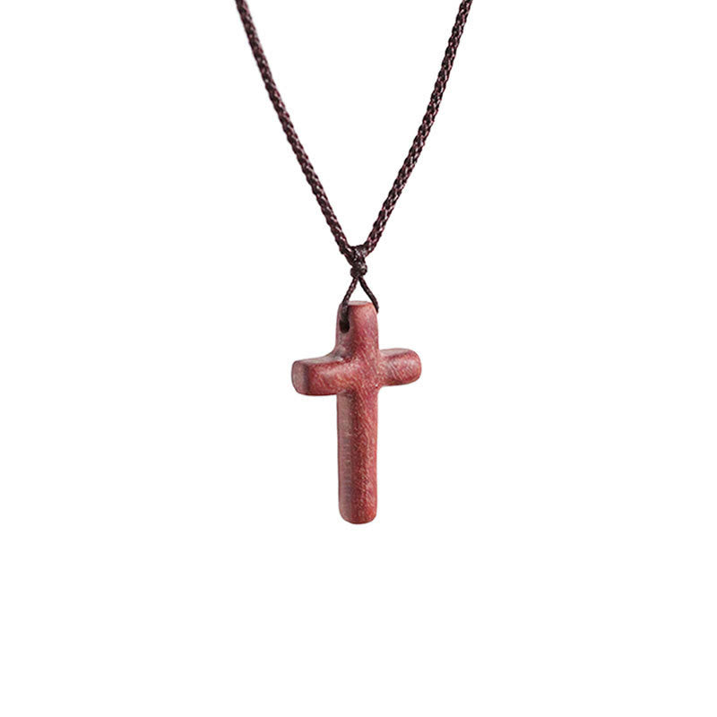 Christianartworkshop Handcrafted Red Sandalwood Cross Necklace — Simple Devotion, Everyday Wear - 3cm( Round Rim) - image 8