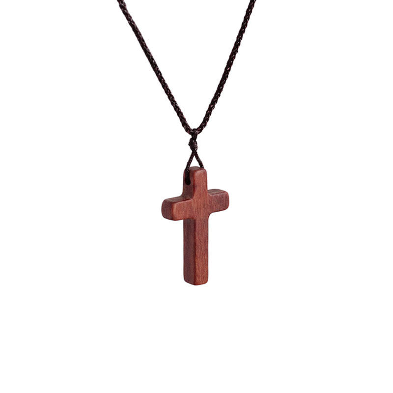 Christianartworkshop Handcrafted Red Sandalwood Cross Necklace — Simple Devotion, Everyday Wear - 3cm( Flat Rim) - image 6