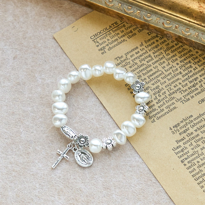 Christianartworkshop Light of Grace Bracelet — Soft Beads with Devotional Charms - Wrist Circumference: 5.91''/15cm - image 0