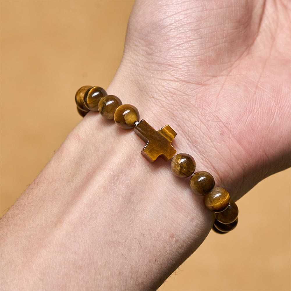 Christianartworkshop Tiger’s-Eye Rosary-Style Bracelet — Touchstone for Reflection - image 1
