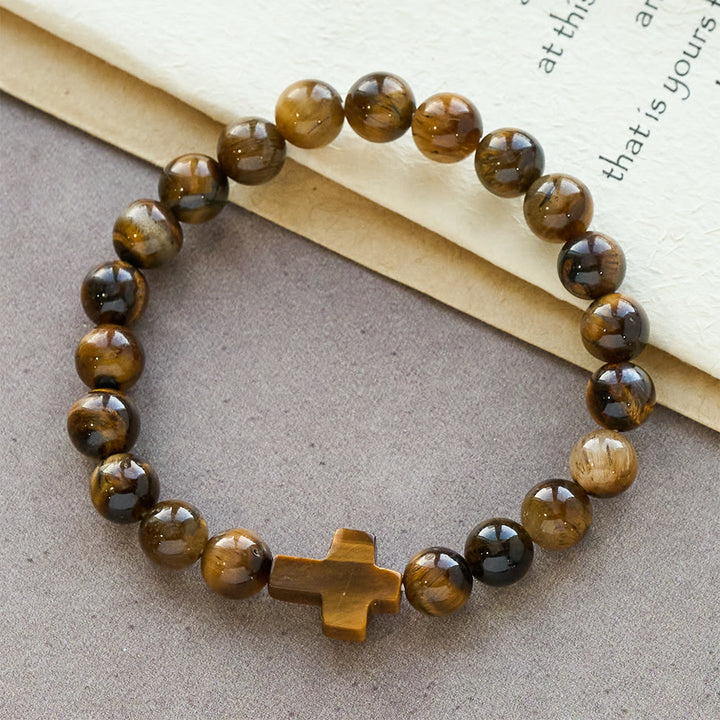 Christianartworkshop Tiger’s-Eye Rosary-Style Bracelet — Touchstone for Reflection - Wrist Circumference: 7.48''/19cm - image 0