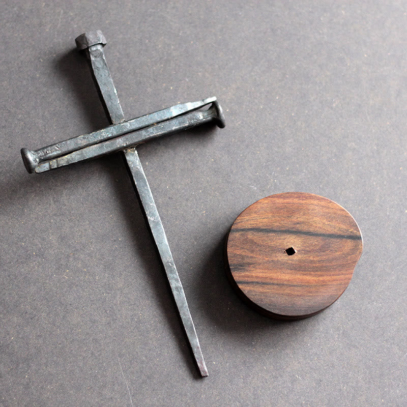Christianartworkshop Nail-forged Crucifix with Ebony Base — A Weighty Reminder of Sacrifice - image 3