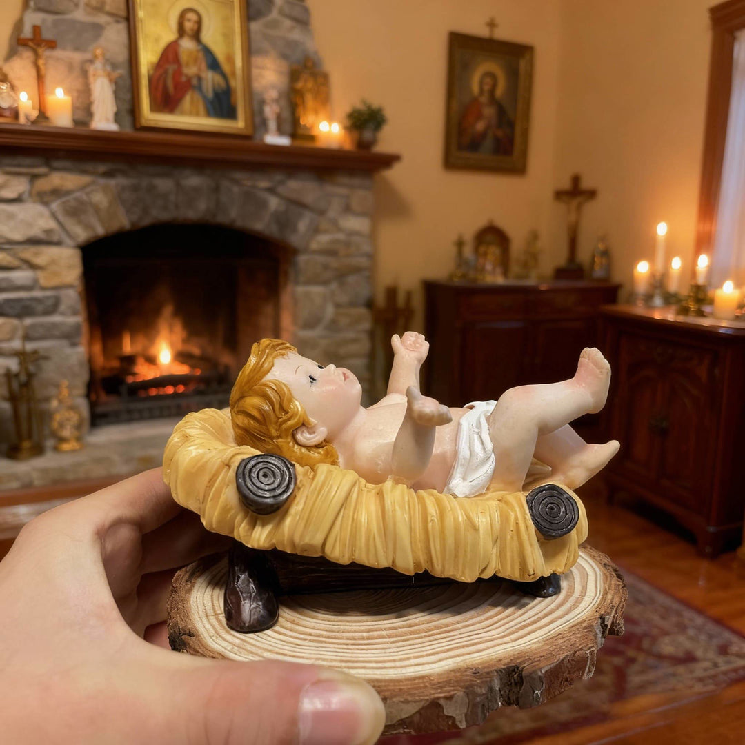 Christianartworkshop Nativity Infant Trio Ornament: Hand-Painted Manger Figures for Home Altars - image 2