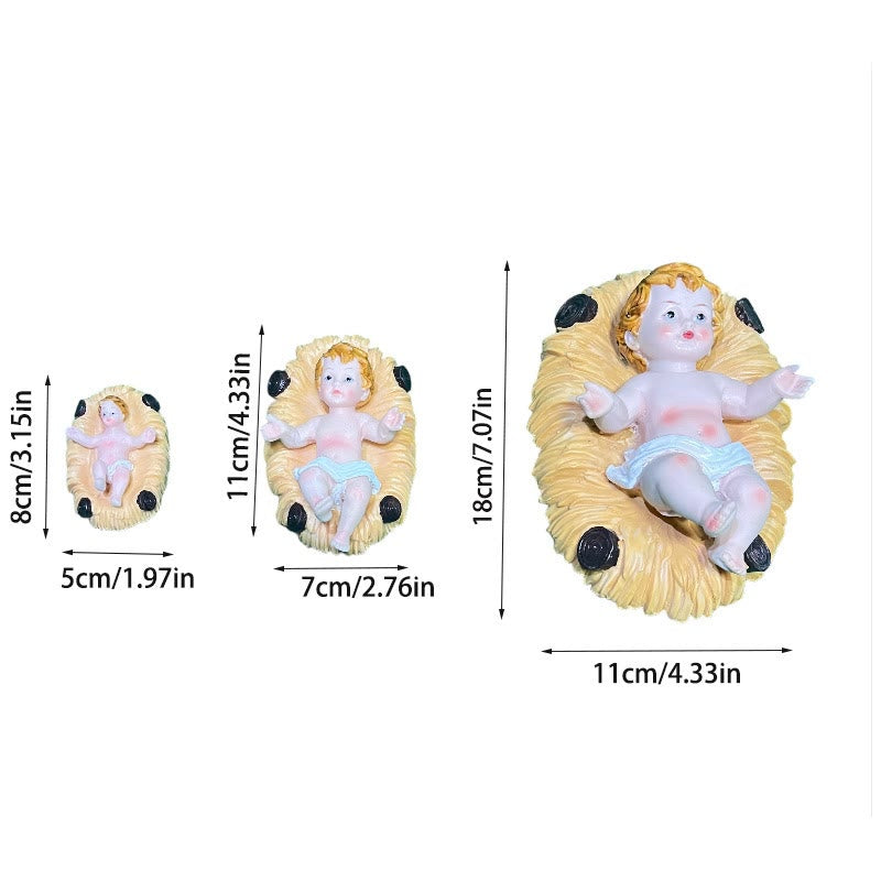 Christianartworkshop Nativity Infant Trio Ornament: Hand-Painted Manger Figures for Home Altars - image 6