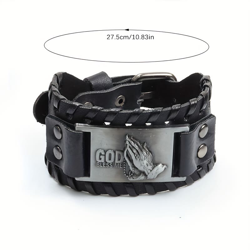 Praying Hands Leather Bracelet — 