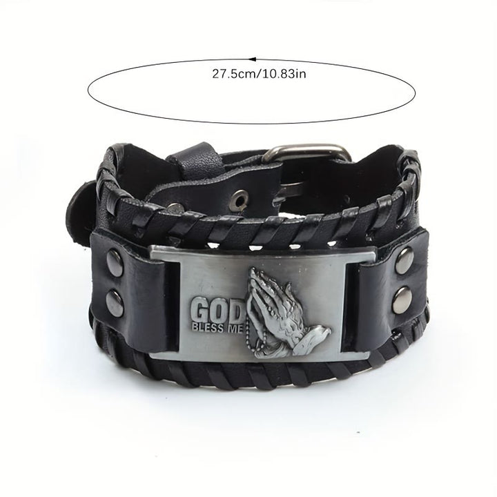 Christianartworkshop Praying-Hands Leather Bracelet: Bold Badge of Blessing - image 2