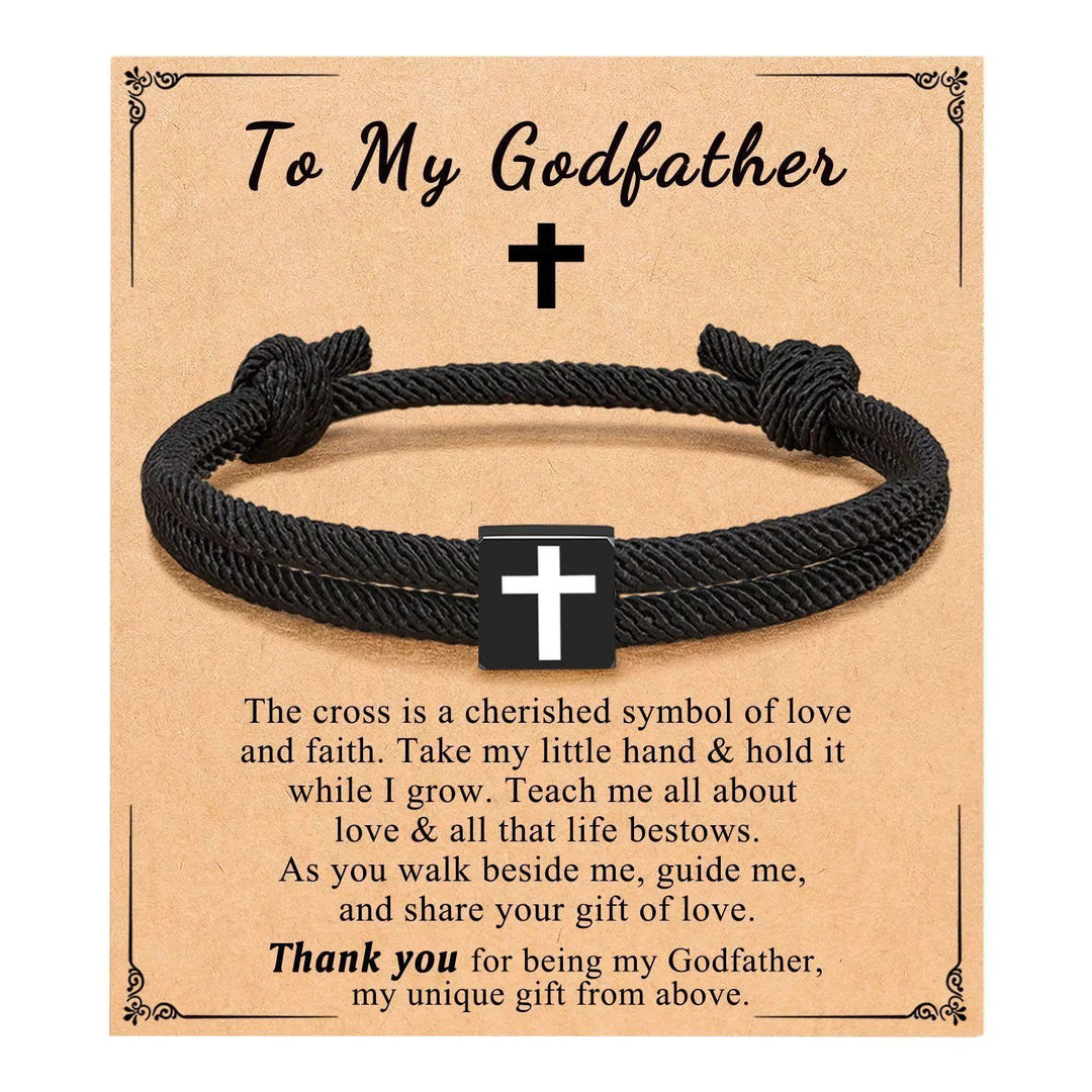 Christianartworkshop Milano Rope Cross Bracelet with Gift Card: Thoughtful Blessing for Baptism & Milestones - To My Godfather - image 4