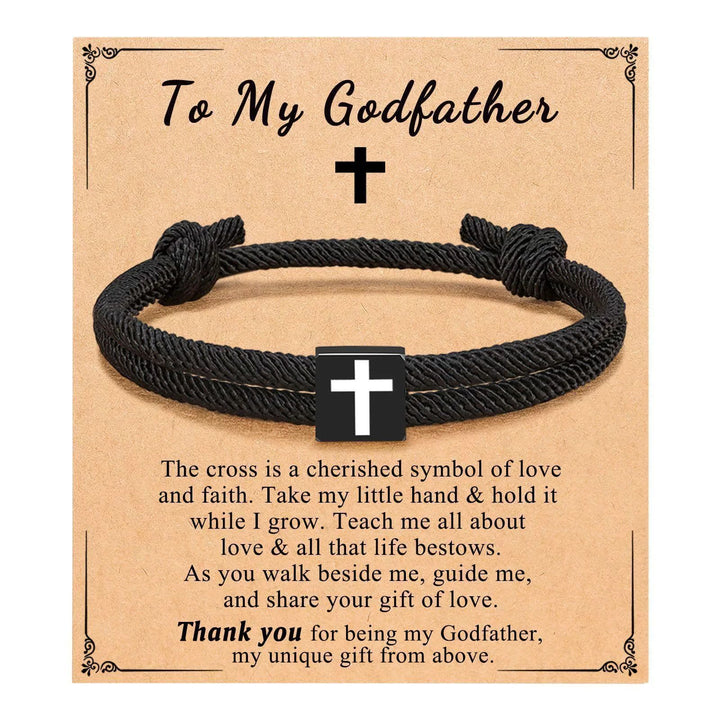 Christianartworkshop Milano Rope Cross Bracelet with Gift Card: Thoughtful Blessing for Baptism & Milestones - To My Godfather - image 4