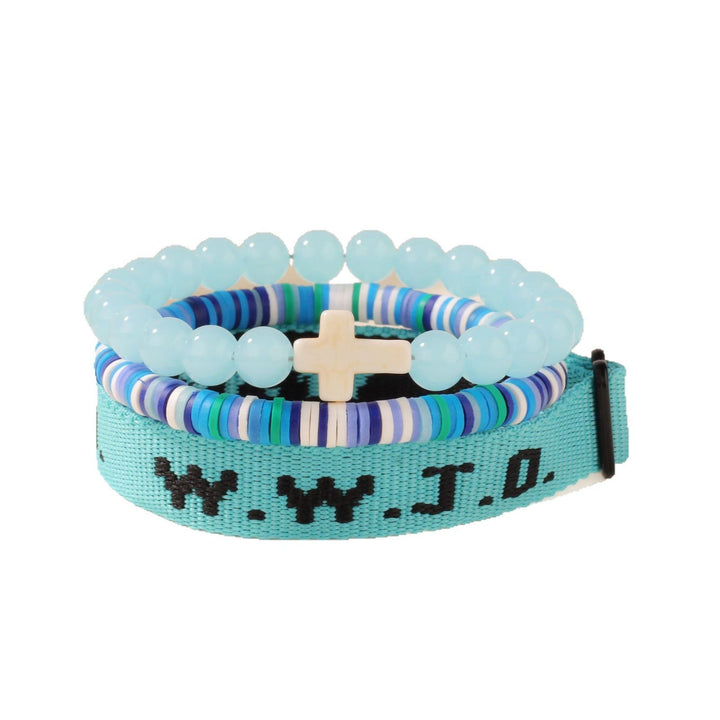 Christianartworkshop Faith Prompt Bracelet with Cross Bead & WWJD Card: Gift-Ready Keepsake - Blue - image 11