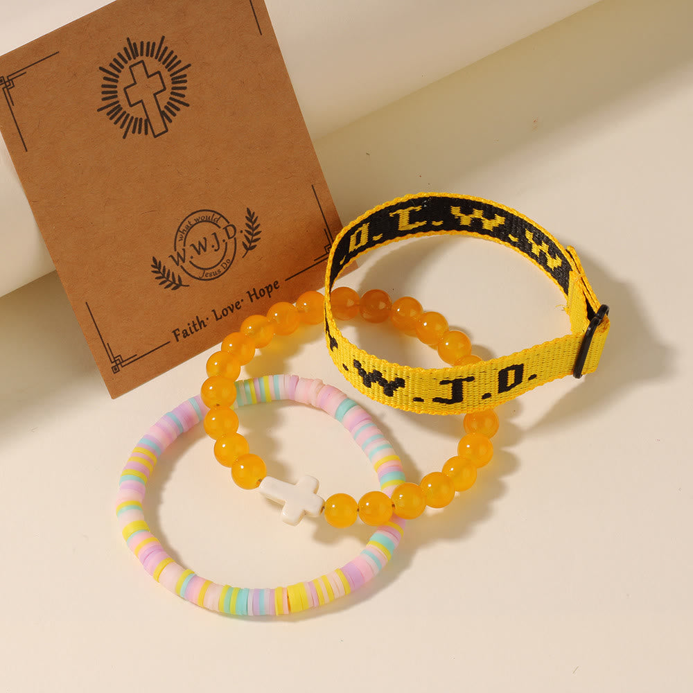 Christianartworkshop Faith Prompt Bracelet with Cross Bead & WWJD Card: Gift-Ready Keepsake - Yellow - image 8