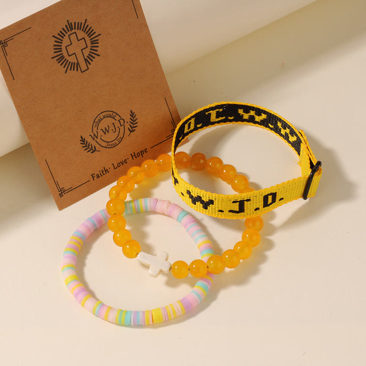 Christianartworkshop Faith Prompt Bracelet with Cross Bead & WWJD Card: Gift-Ready Keepsake - Yellow - image 8
