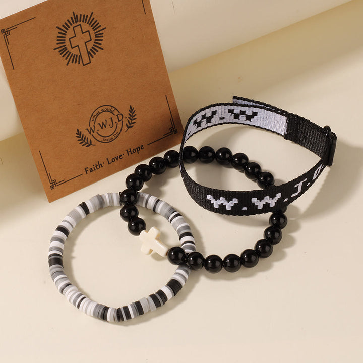 Christianartworkshop Faith Prompt Bracelet with Cross Bead & WWJD Card: Gift-Ready Keepsake - Black - image 6