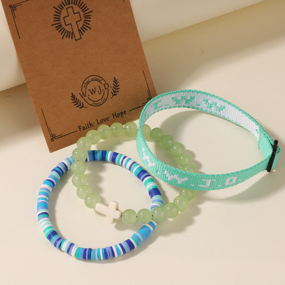 Christianartworkshop Faith Prompt Bracelet with Cross Bead & WWJD Card: Gift-Ready Keepsake - Green - image 4