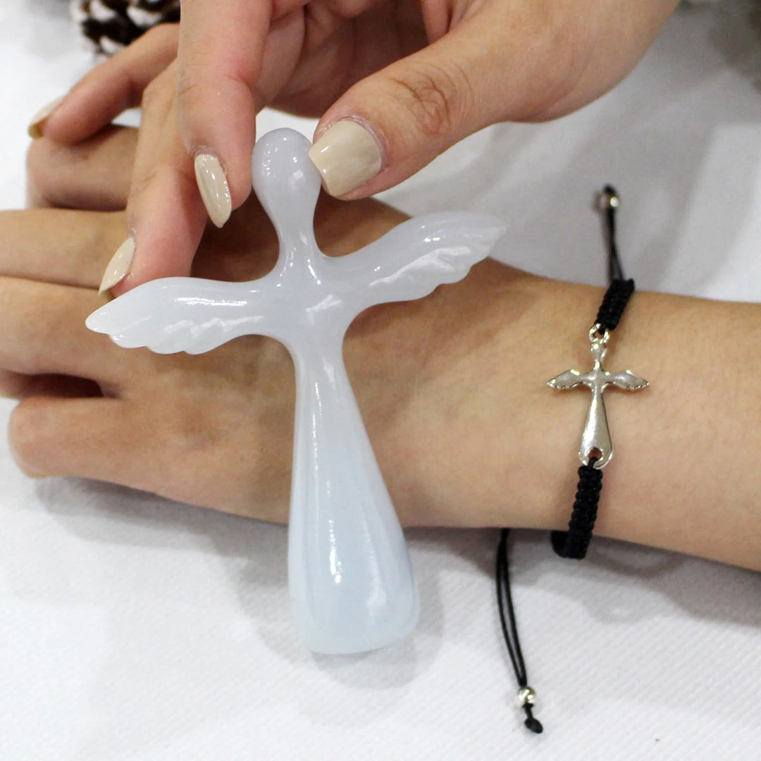 Christianartworkshop Cross Bracelet & Guardian Angel Cross Set: Tactile Faith Reminder for Daily Moments - image 1