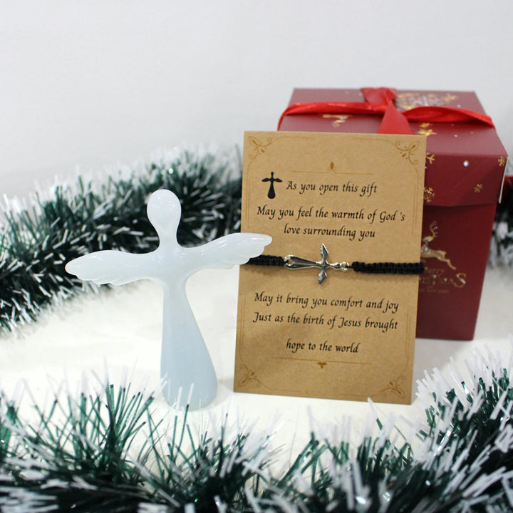 Christianartworkshop Cross Bracelet & Guardian Angel Cross Set: Tactile Faith Reminder for Daily Moments - image 2