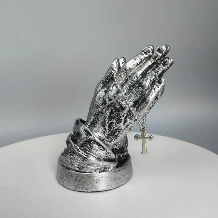 Christianartworkshop Praying Hands Rosary Holder: Tender Faith Gift for Loved Ones - Silver - image 3