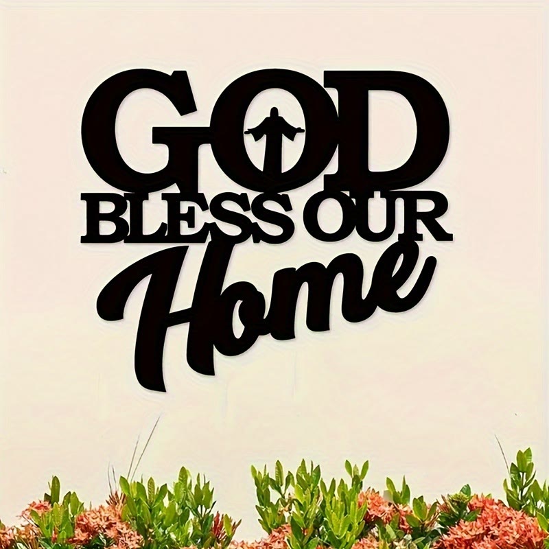 Christianartworkshop God Bless Our Home Metal Wall Art: Stylish Faith Token for Home Decor - image 3