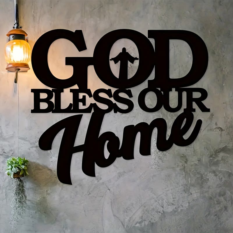 Christianartworkshop God Bless Our Home Metal Wall Art: Stylish Faith Token for Home Decor - image 4
