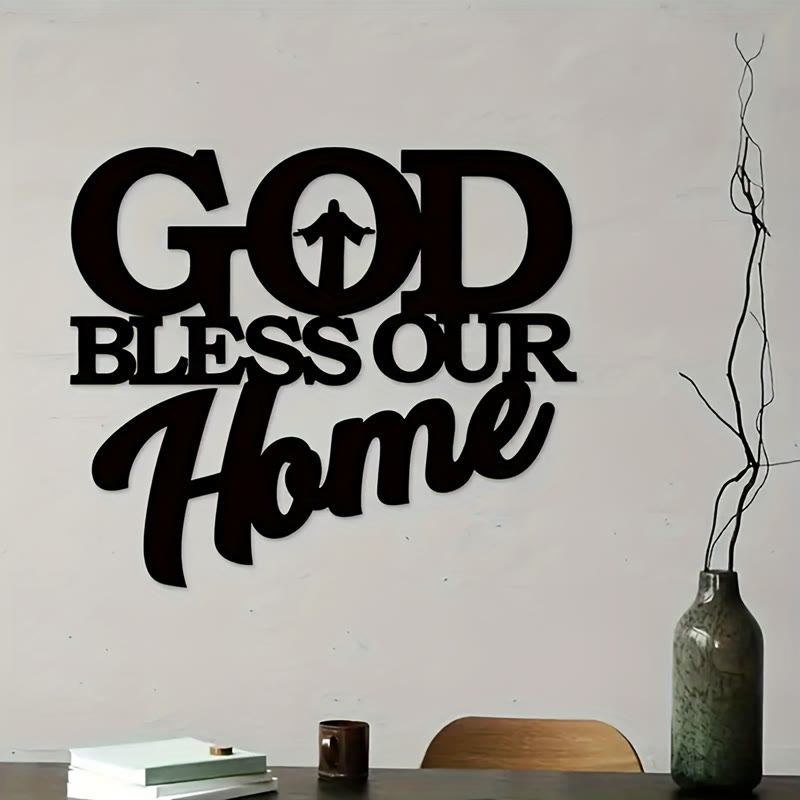 Christianartworkshop God Bless Our Home Metal Wall Art: Stylish Faith Token for Home Decor - image 1