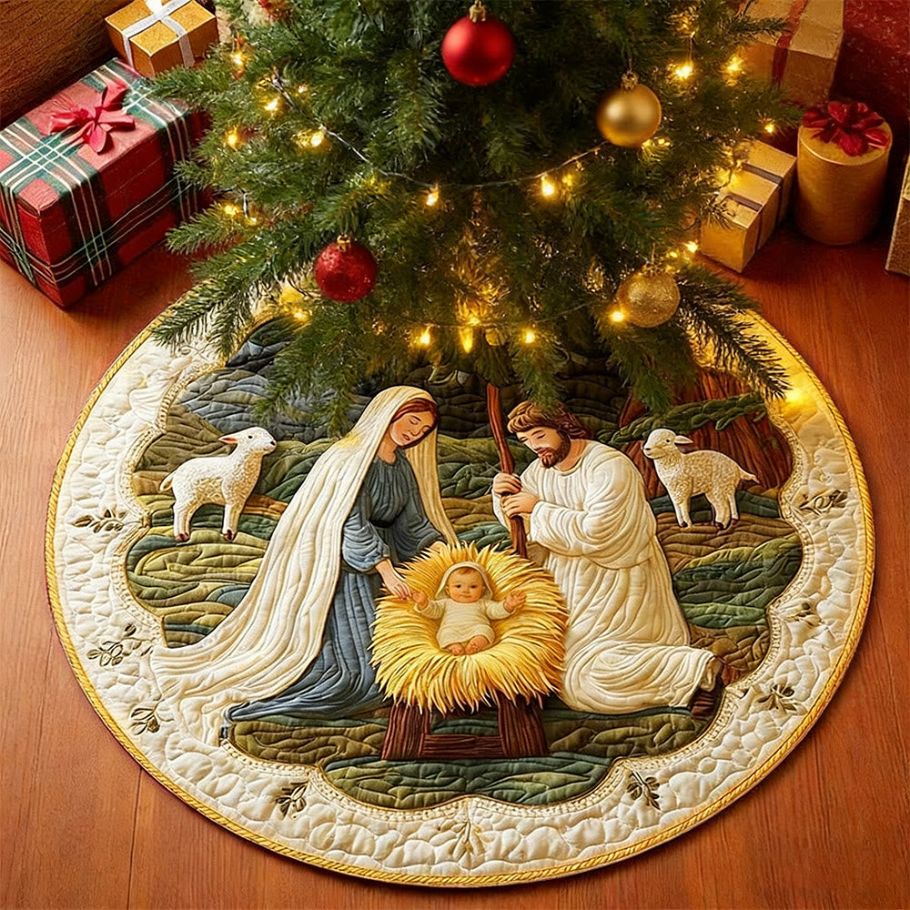 Christianartworkshop Nativity Tree Skirt Rug: Faith & Holiday Warmth Reminder for Spaces - image 2