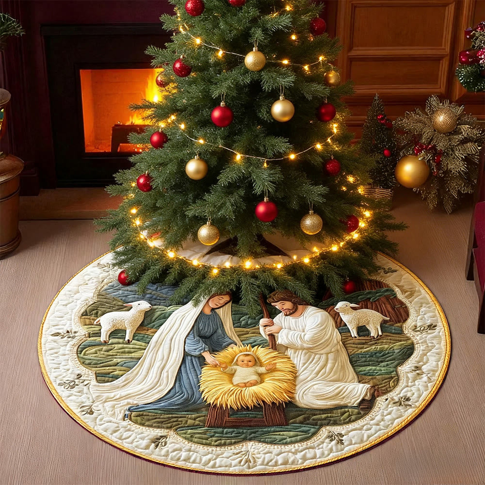 Christianartworkshop Nativity Tree Skirt Rug: Faith & Holiday Warmth Reminder for Spaces - image 3