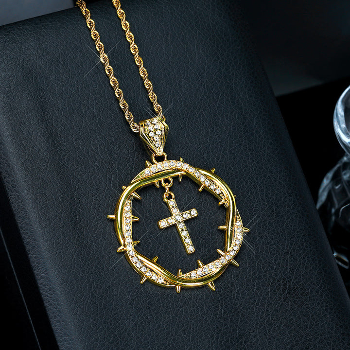 FREE Today: Thorn Crown & Cross Pendant: Faith & Grace Reminder for Daily Wear - Golden - image 0