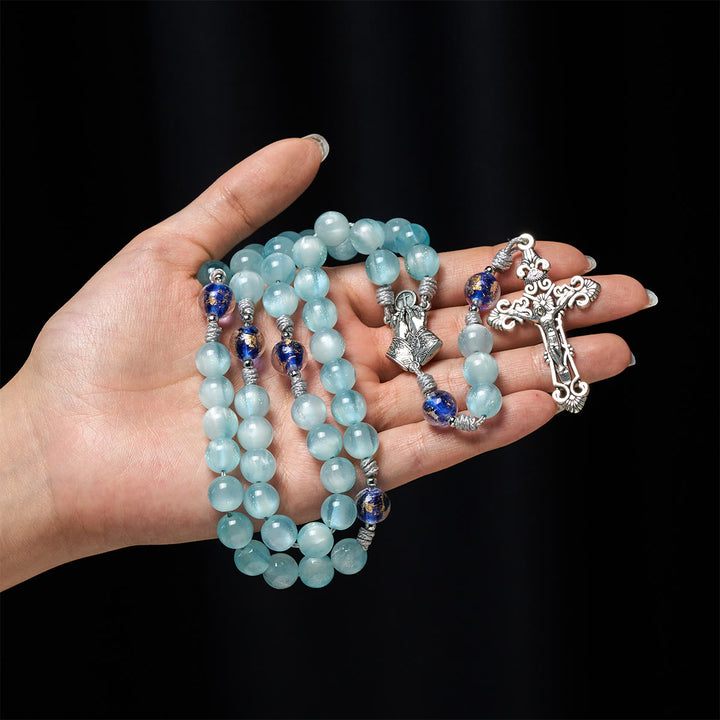 FREE Today: Aqua Starlight UV-Color Shift Cyan Rosary: Christ Cross & Light-Responsive Devotion - image 2