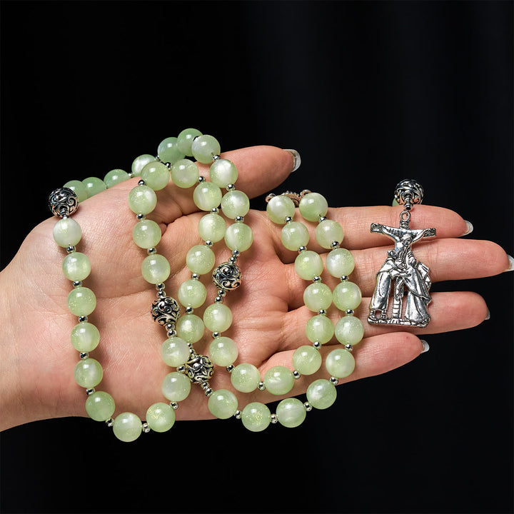 Christianartworkshop Green-to-Red UV Changing Rosary: Starlight Beads & Devotional Christ Cross - image 4