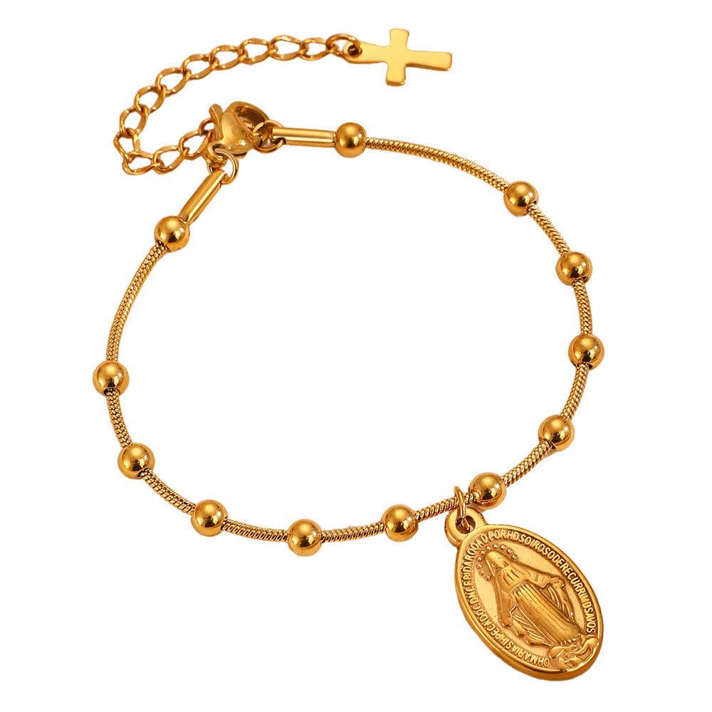 FREE Today: Our Lady Medal with Cross Accent Bracelet: Faith & Care Reminder for Daily Wear - Golden - image 4