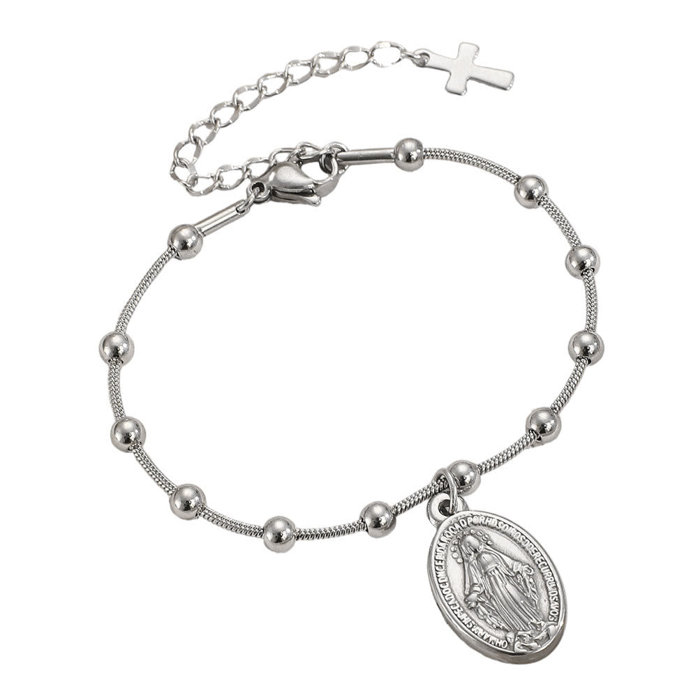 FREE Today: Our Lady Medal with Cross Accent Bracelet: Faith & Care Reminder for Daily Wear - Silver - image 5