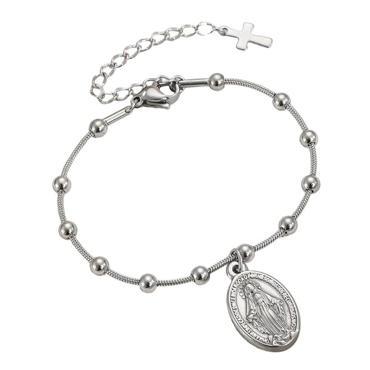 FREE Today: Our Lady Medal with Cross Accent Bracelet: Faith & Care Reminder for Daily Wear - Silver - image 5