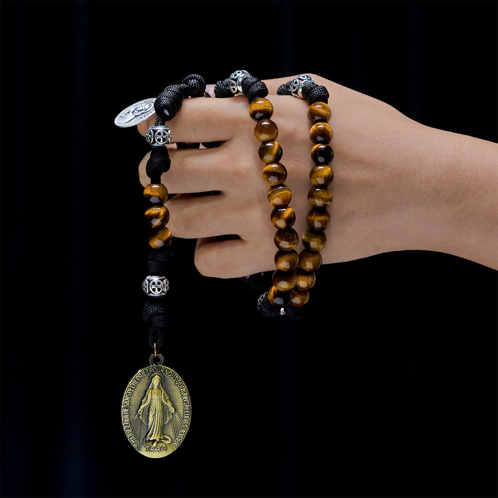 Christianartworkshop Our Lady-Centered Paracord Rosary with Tiger