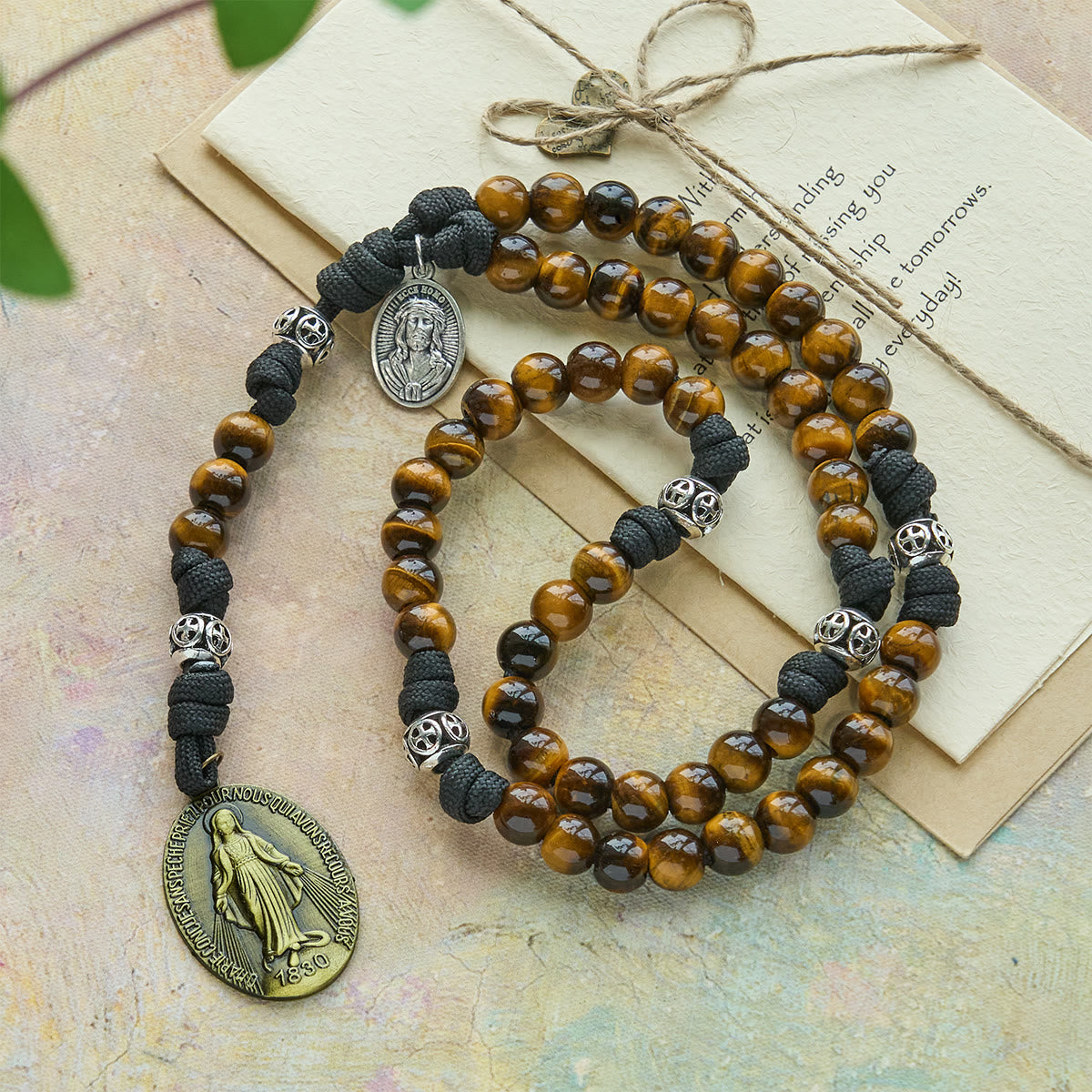Christianartworkshop Our Lady-Centered Paracord Rosary with Tiger