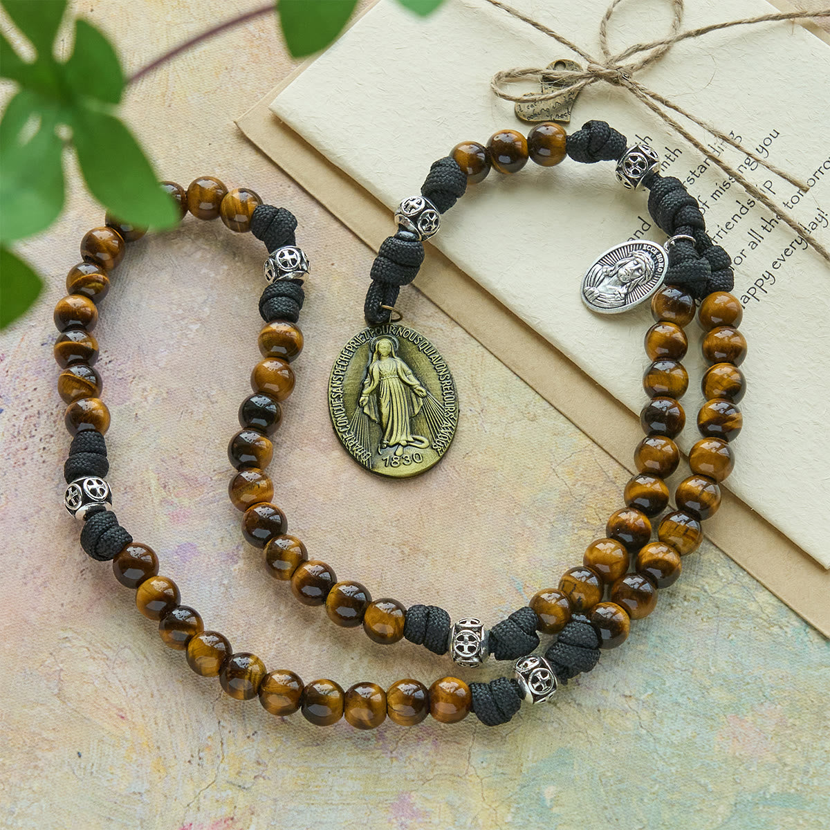 Christianartworkshop Our Lady-Centered Paracord Rosary with Tiger