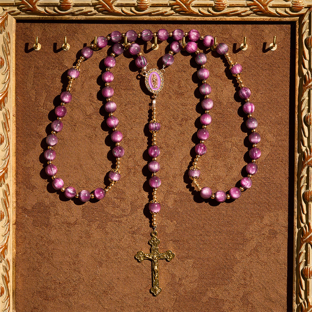 FREE Today: Canvas-Style Shimmery Purple Rosary with Our Lady: Gilded Faith Devotion - image 2