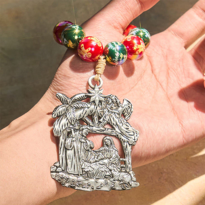 FREE Today: 3-Style Christmas Holy Nativity Pocket Rosary: Christmas Shimmer Beads & Unique Birth Scene Pendants - Nativity Medal - C - image 3