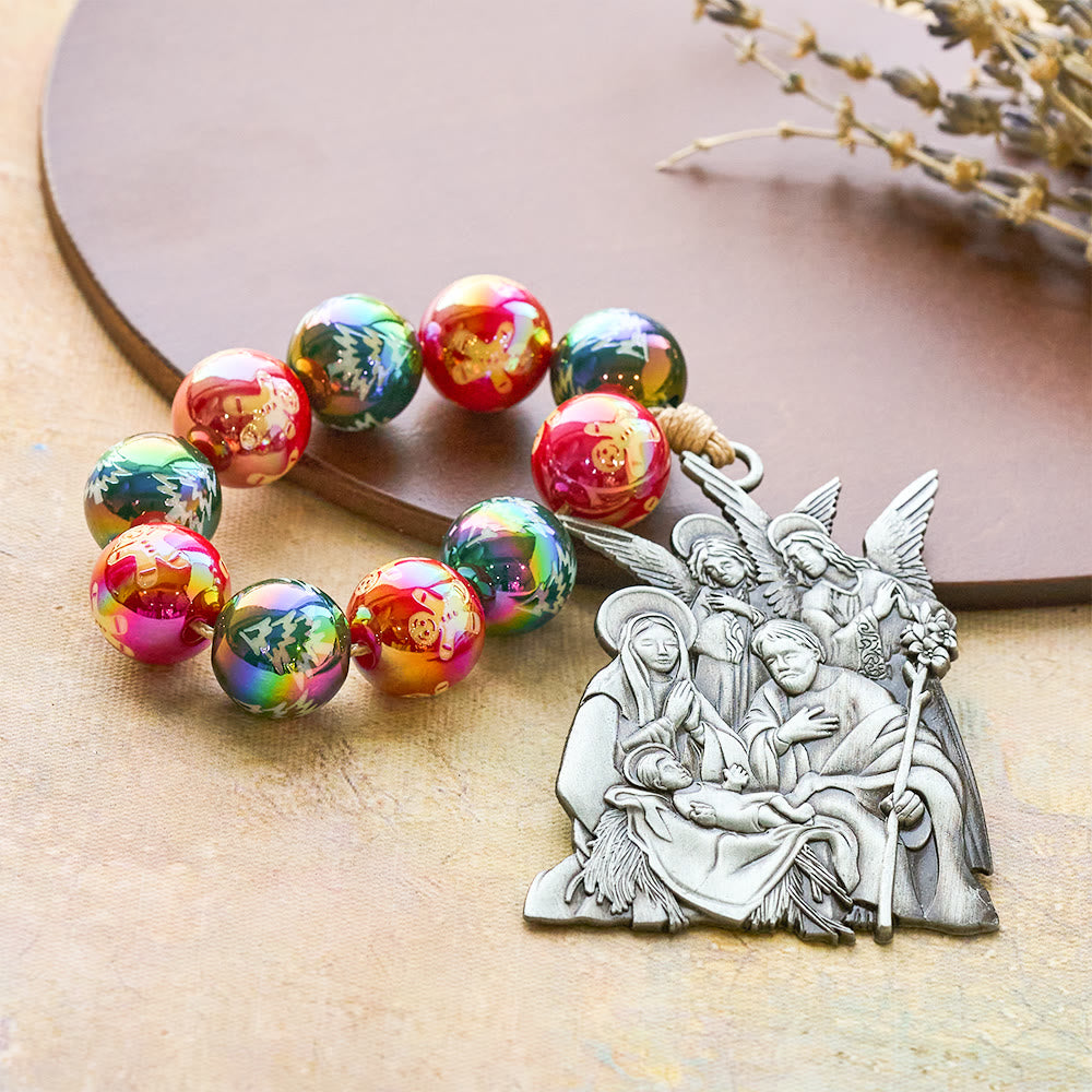Christianartworkshop 3-Style Christmas Holy Nativity Pocket Rosary: Christmas Shimmer Beads & Unique Birth Scene Pendants - image 8