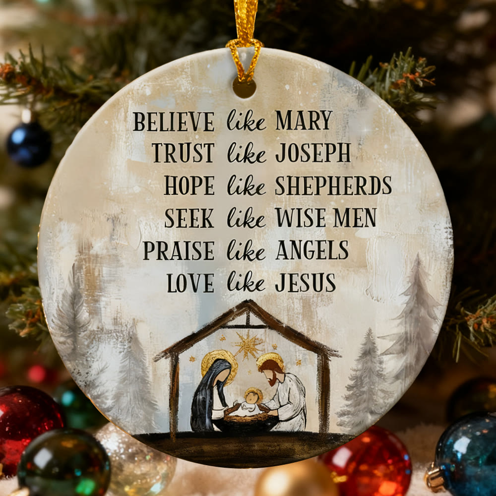 Christianartworkshop Nativity Virtue Phrase Ornament: Stylish Faith Token for Holiday Decor - A - Acrylic - image 0