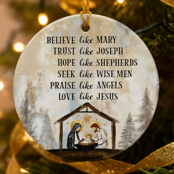 Christianartworkshop Nativity Virtue Phrase Ornament: Stylish Faith Token for Holiday Decor - image 2