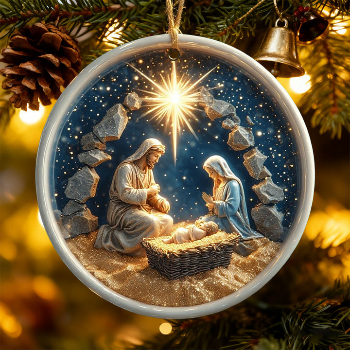 Christianartworkshop Textured Nativity Ornament: Tactile Faith Reminder for Tree Displays - Acrylic - image 0