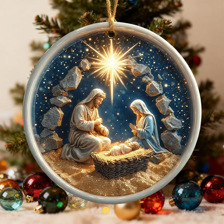 Christianartworkshop Textured Nativity Ornament: Tactile Faith Reminder for Tree Displays - image 2