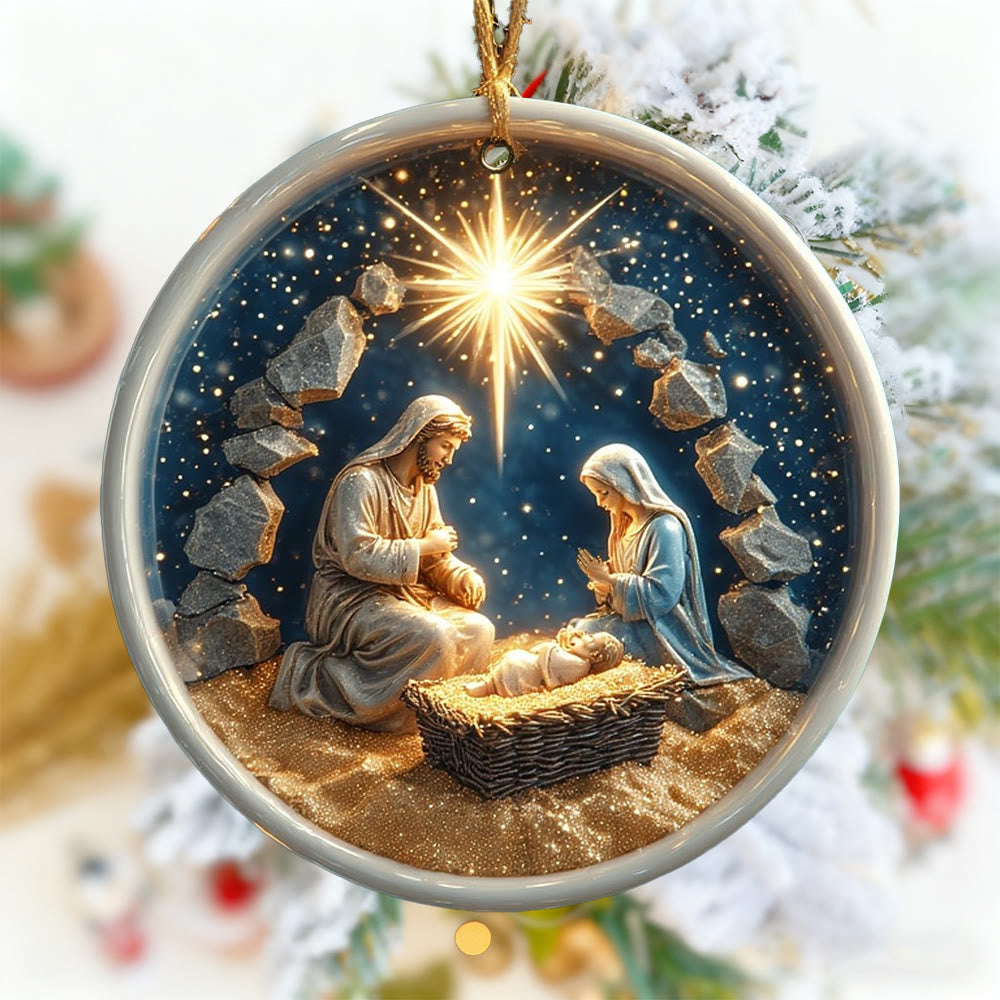 Christianartworkshop Textured Nativity Ornament: Tactile Faith Reminder for Tree Displays - image 3