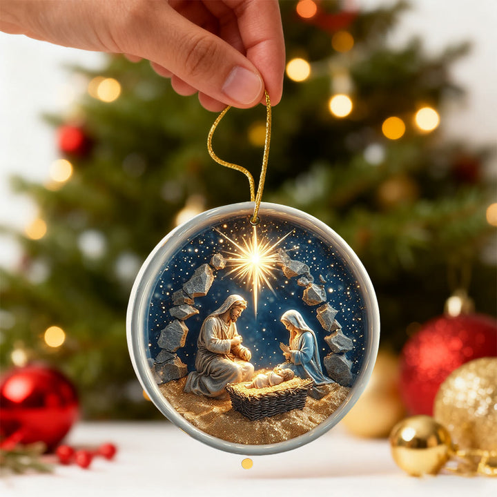 Christianartworkshop Textured Nativity Ornament: Tactile Faith Reminder for Tree Displays - image 1