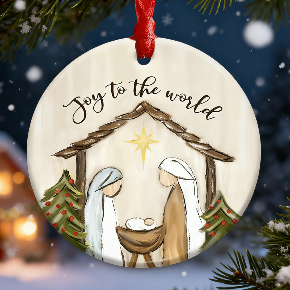 Christianartworkshop Joy to the World Nativity Ornament: Faith & Cheer Reminder for Christmas Trees - Acrylic - image 0