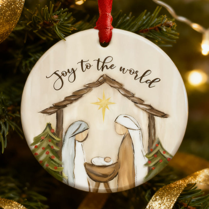 Christianartworkshop Joy to the World Nativity Ornament: Faith & Cheer Reminder for Christmas Trees - image 3