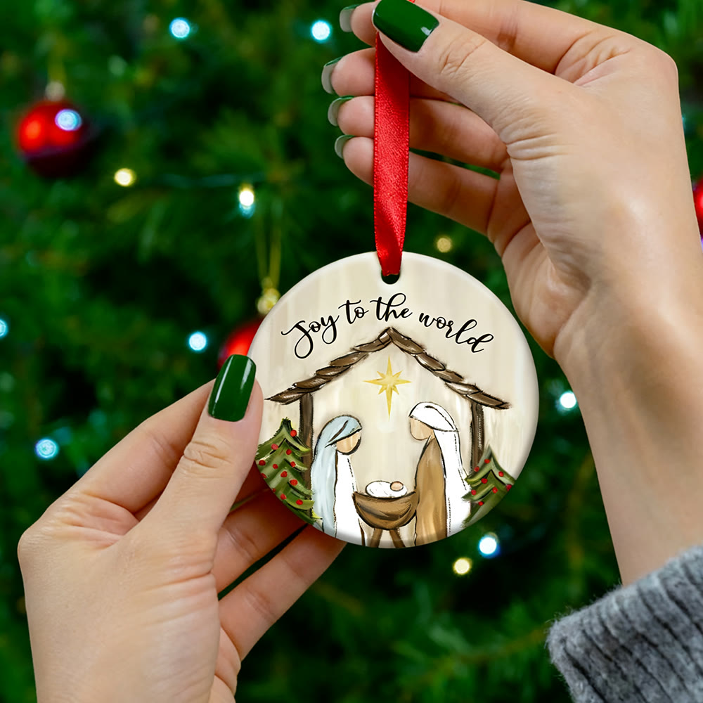 Christianartworkshop Joy to the World Nativity Ornament: Faith & Cheer Reminder for Christmas Trees - image 1