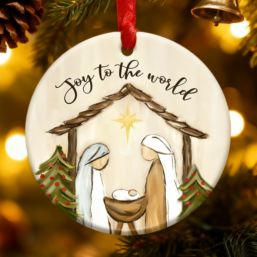 Christianartworkshop Joy to the World Nativity Ornament: Faith & Cheer Reminder for Christmas Trees - image 4