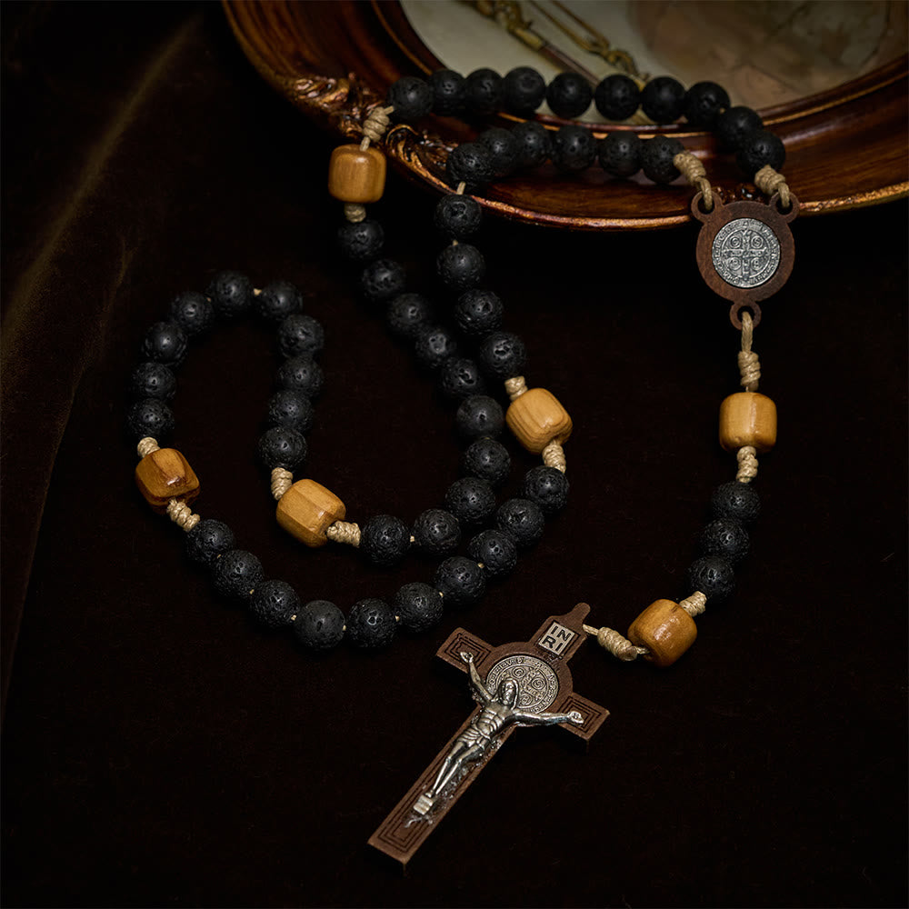 FREE Today: Natural Durable Volcanic Stone Rosary with St. Benedict Medal & Crucifix - image 10