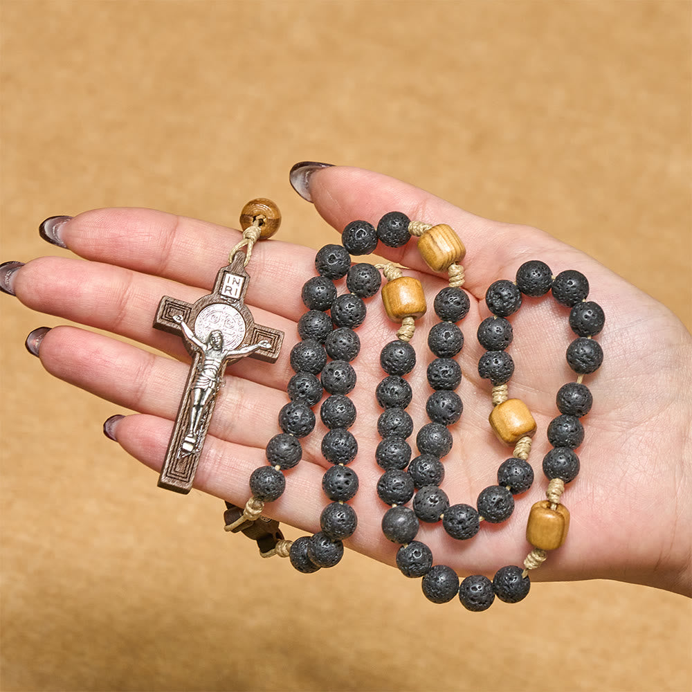 FREE Today: Natural Durable Volcanic Stone Rosary with St. Benedict Medal & Crucifix - image 8
