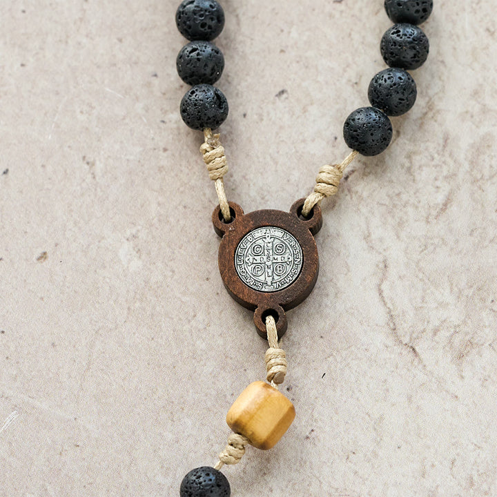 FREE Today: Natural Durable Volcanic Stone Rosary with St. Benedict Medal & Crucifix - image 5